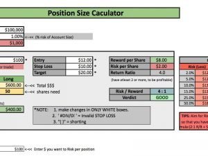 Simulation and Position Size Calculator  Excel